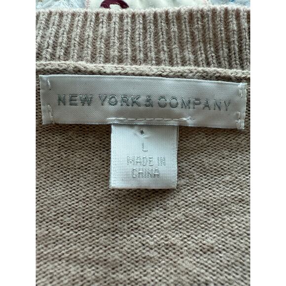 Academia Y2K Preppy Argyle Cardigan Button Sweater Size L Womens Tan Brown NY&C - Picture 5 of 7
